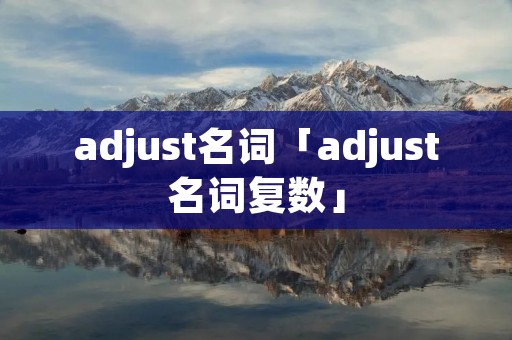 adjust名词「adjust名词复数」 adjust名词「adjust名词复数」