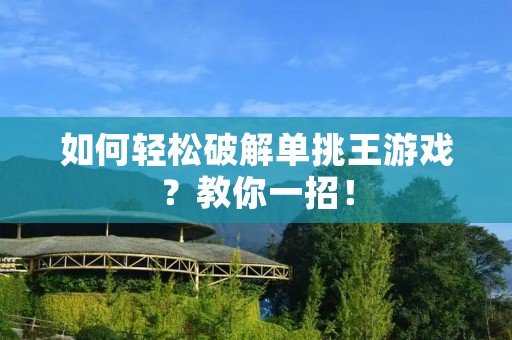 如何轻松破解单挑王游戏？教你一招！