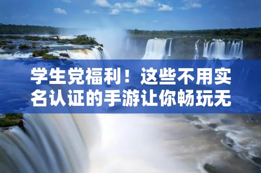 学生党福利！这些不用实名认证的手游让你畅玩无忧！