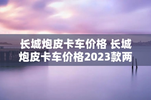 长城炮皮卡车价格 长城炮皮卡车价格2023款两驱图片
