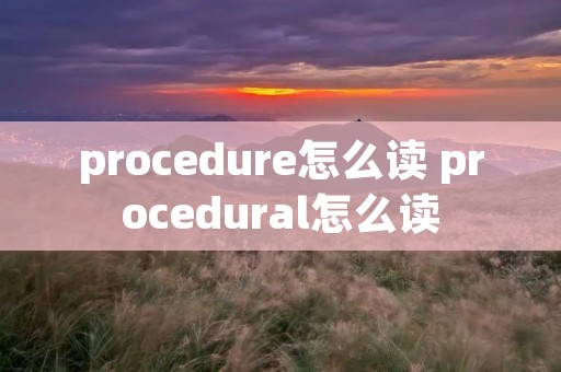 procedure怎么读 procedural怎么读
