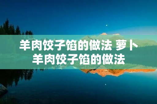羊肉饺子馅的做法 萝卜羊肉饺子馅的做法