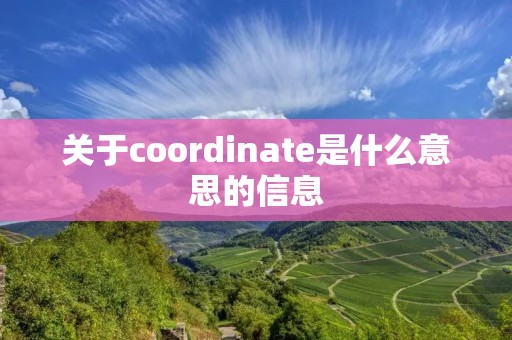 关于coordinate是什么意思的信息