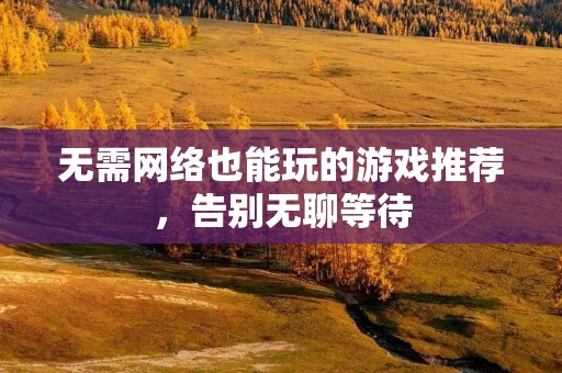 无需网络也能玩的游戏推荐，告别无聊等待