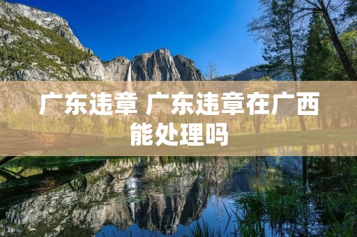 广东违章 广东违章在广西能处理吗 广东违章 广东违章在广西能处理吗