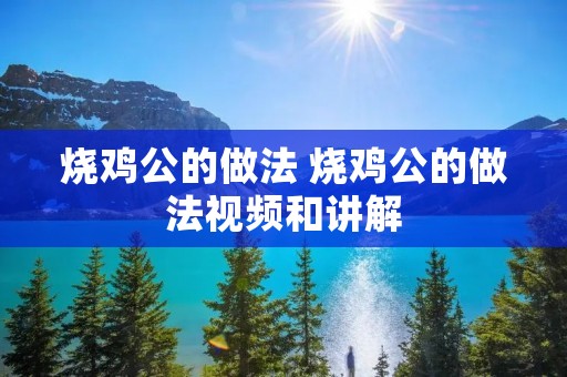 烧鸡公的做法 烧鸡公的做法视频和讲解