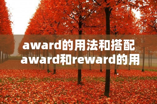 award的用法和搭配 award和reward的用法