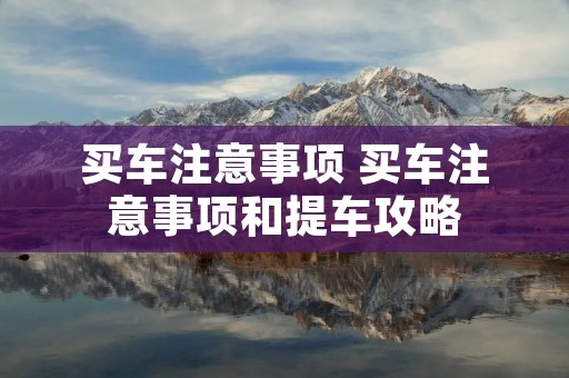 买车注意事项 买车注意事项和提车攻略 买车注意事项 买车注意事项和提车攻略