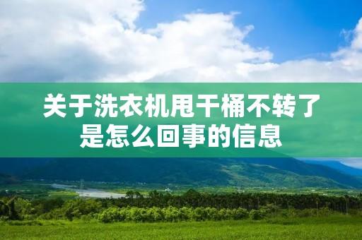 关于洗衣机甩干桶不转了是怎么回事的信息 关于洗衣机甩干桶不转了是怎么回事的信息