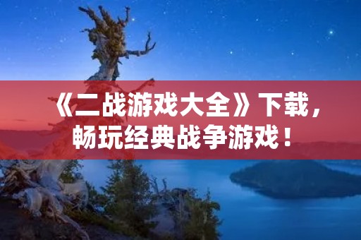 《二战游戏大全》下载,畅玩经典战争游戏! 《二战游戏大全》下载,畅玩经典战争游戏!