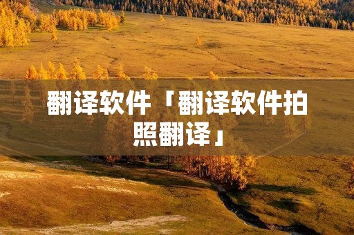 翻译软件「翻译软件拍照翻译」