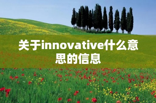 关于innovative什么意思的信息 关于innovative什么意思的信息