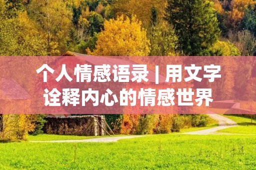 个人情感语录 | 用文字诠释内心的情感世界