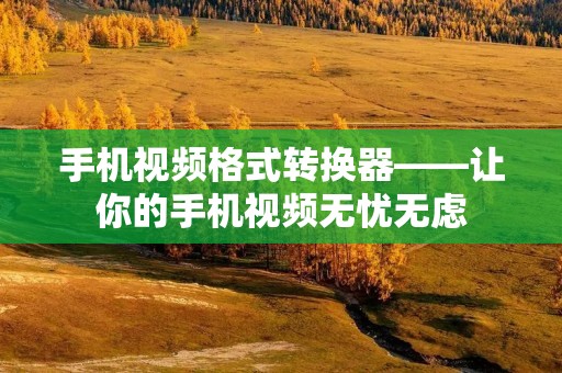 手机视频格式转换器——让你的手机视频无忧无虑