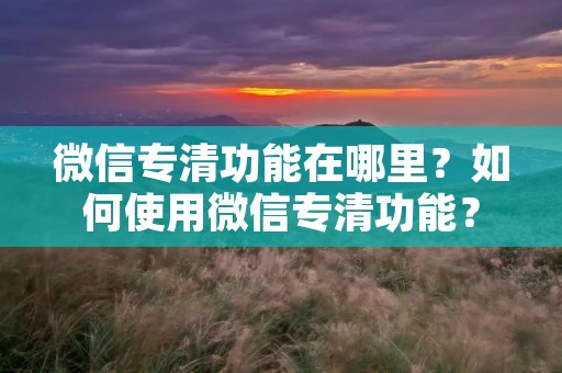 微信专清功能在哪里？如何使用微信专清功能？