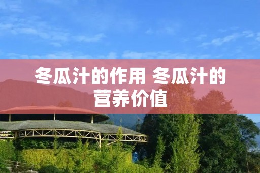 冬瓜汁的作用 冬瓜汁的营养价值