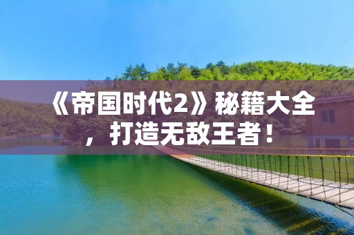 《帝国时代2》秘籍大全,打造无敌王者!
