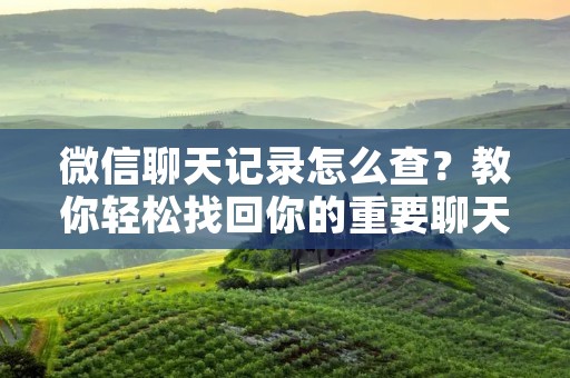 微信聊天记录怎么查?教你轻松找回你的重要聊天信息