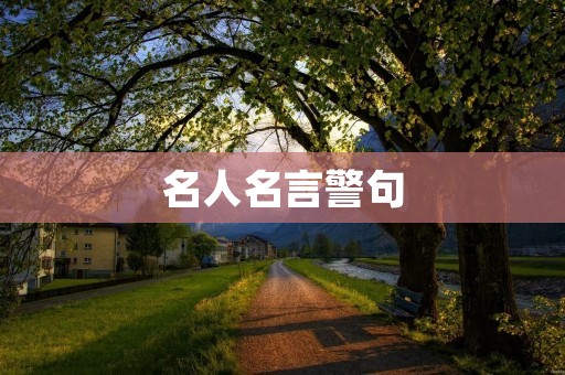名人名言警句：启迪智慧、引领人生