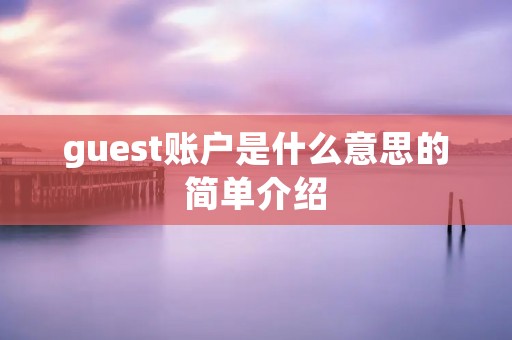 guest账户是什么意思的简单介绍 guest账户是什么意思的简单介绍