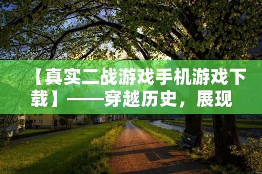 【真实二战游戏手机游戏下载】——穿越历史,展现真实战争场面