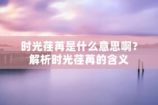 时光荏苒是什么意思啊?解析时光荏苒的含义