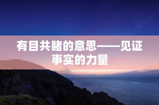 有目共睹的意思——见证事实的力量