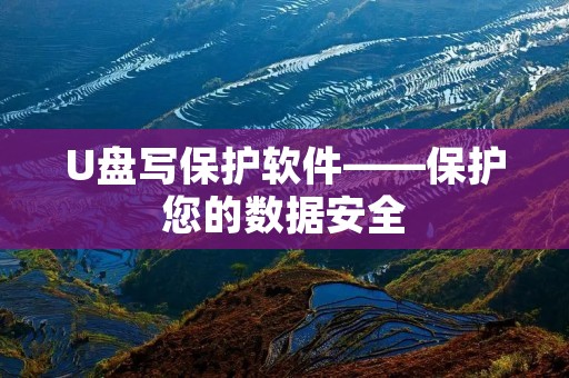 U盘写保护软件——保护您的数据安全