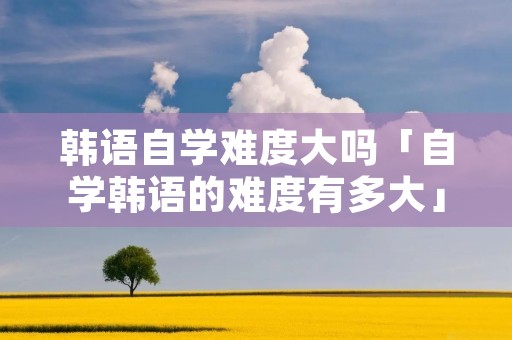 韩语自学难度大吗「自学韩语的难度有多大」