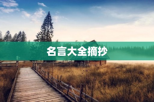 名言大全摘抄：引领人生的智慧之光