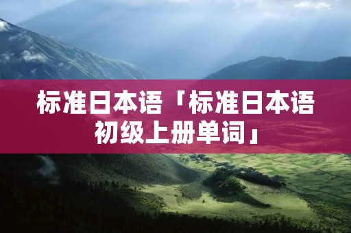 标准日本语「标准日本语初级上册单词」