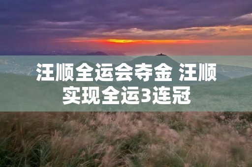 汪顺全运会夺金 汪顺实现全运3连冠 汪顺全运会夺金 汪顺实现全运3连冠
