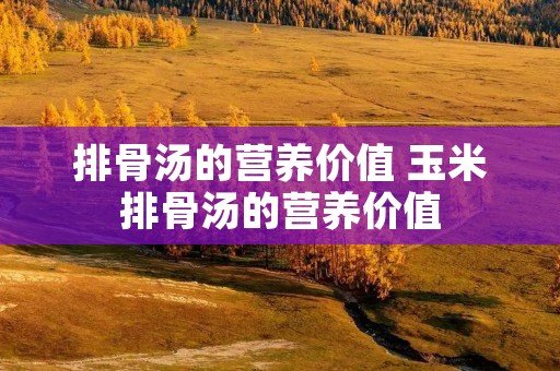 排骨汤的营养价值 玉米排骨汤的营养价值 排骨汤的营养价值 玉米排骨汤的营养价值