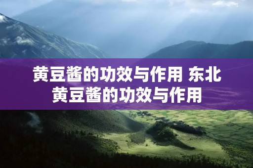 黄豆酱的功效与作用 东北黄豆酱的功效与作用