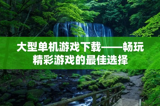 大型单机游戏下载——畅玩精彩游戏的最佳选择