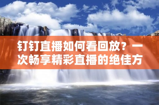 钉钉直播如何看回放?一次畅享精彩直播的绝佳方式