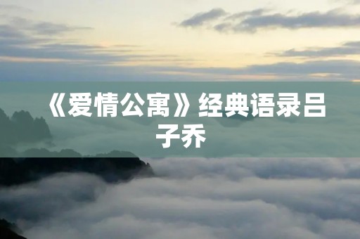 《爱情公寓》经典语录吕子乔:穿越时空的感动