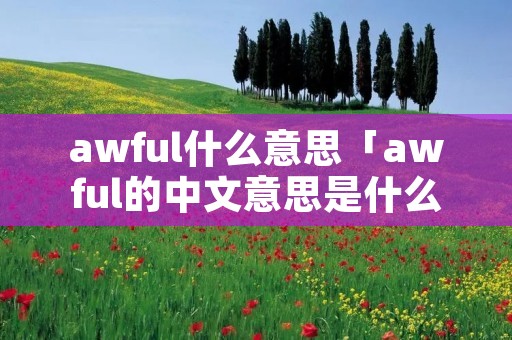 awful什么意思「awful的中文意思是什么」