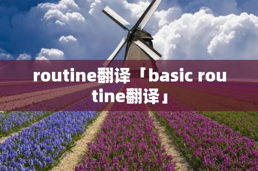 routine翻译「basic routine翻译」