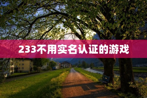 233不用实名认证的游戏：畅玩游戏无需繁琐步骤