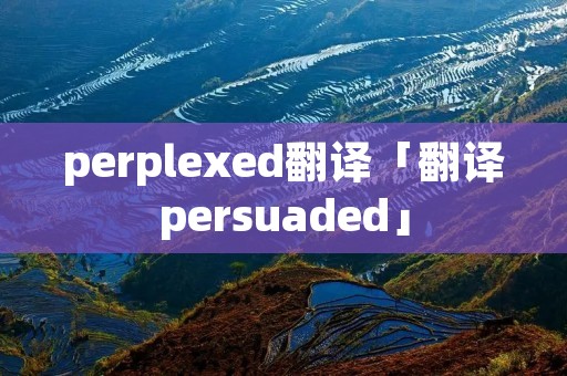 perplexed翻译「翻译persuaded」