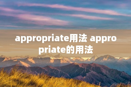 appropriate用法 appropriate的用法