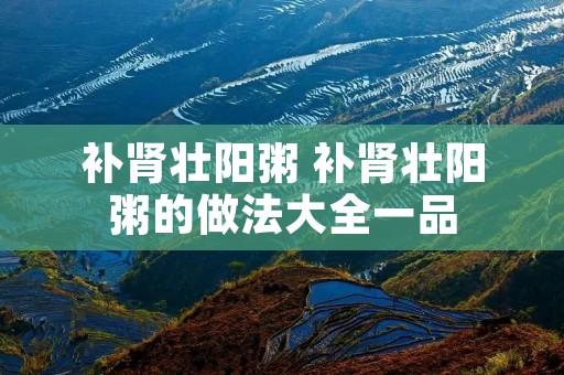 补肾壮阳粥 补肾壮阳粥的做法大全一品