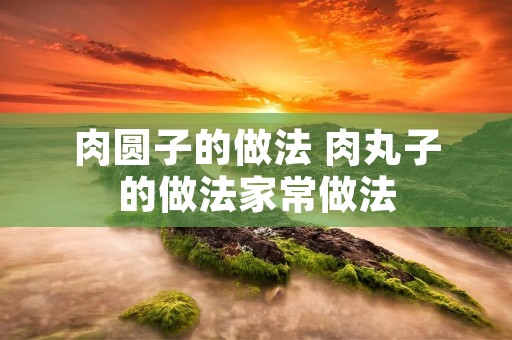 肉圆子的做法 肉丸子的做法家常做法