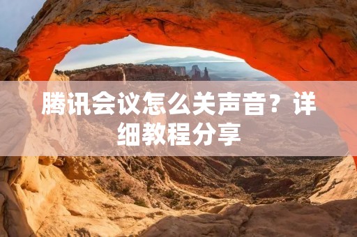 腾讯会议怎么关声音?详细教程分享