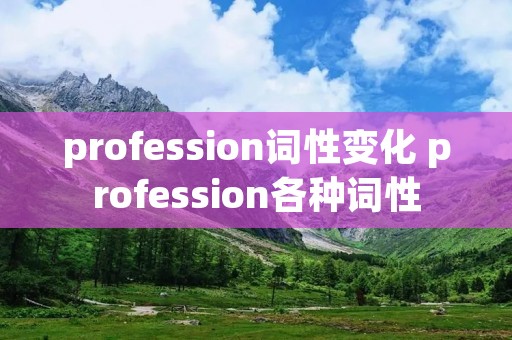 profession词性变化 profession各种词性