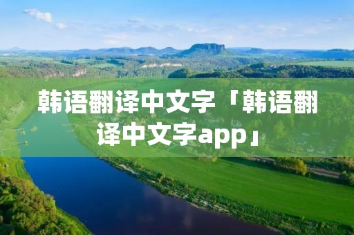 韩语翻译中文字「韩语翻译中文字app」