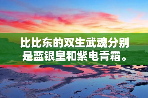 比比东的双生武魂分别是蓝银皇和紫电青霜。 比比东的双生武魂分别是蓝银皇和紫电青霜。