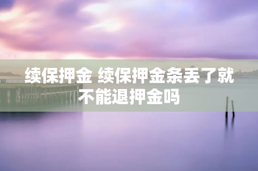 续保押金 续保押金条丢了就不能退押金吗 续保押金 续保押金条丢了就不能退押金吗