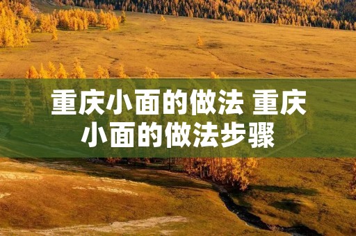 重庆小面的做法 重庆小面的做法步骤
